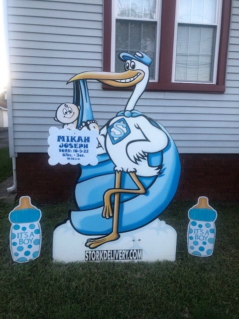 Stork yard sign birth announcement