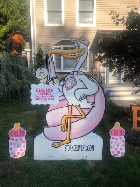 Stork yard sign birth announcement